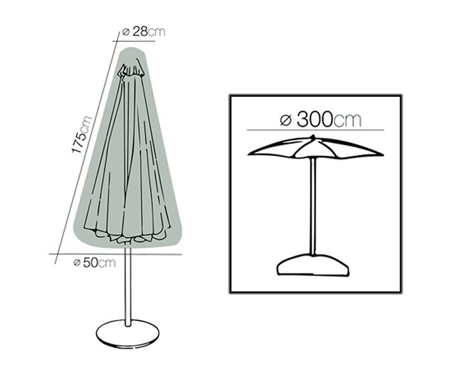 Conforama Acomoda Textil – Funda Impermeable De Exterior Para Mobiliario De Jardín Terraza Y Patio. Funda Plegable Protectora Y Resistente Contra Sol Y Lluvia. (Sombrilla 28x50x175 Cm)