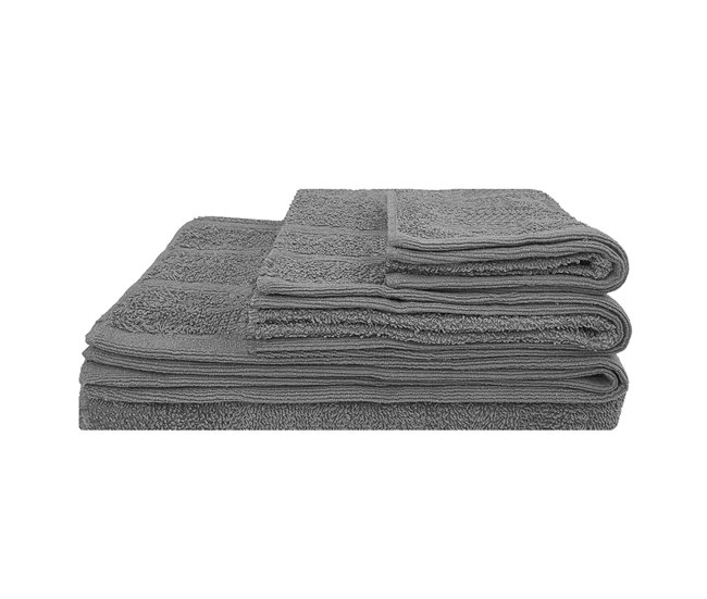 Conforama Acomoda Textil – Juego 3 Toallas De Baño 100 Algodón. Pack 3 Toalla Rizo Con Cenefa 450 Gr/m2 Toallas De Ducha Lavado Y Bidet Suave Y Absorbente Para Aseo Y Gimnasio. (Gris)