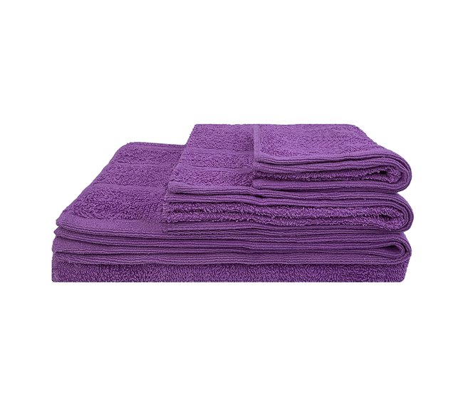 Conforama Acomoda Textil – Juego 3 Toallas De Baño 100 Algodón. Pack 3 Toalla Rizo Con Cenefa 450 Gr/m2 Toallas De Ducha Lavado Y Bidet Suave Y Absorbente Para Aseo Y Gimnasio. (Morado)