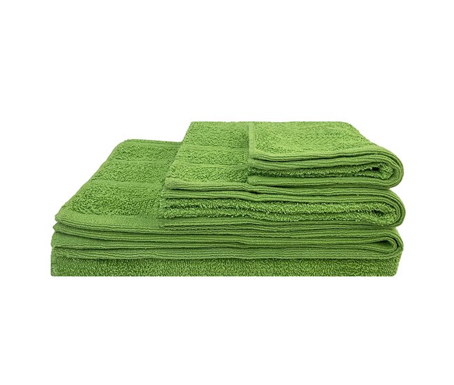 Conforama Acomoda Textil – Juego 3 Toallas De Baño 100 Algodón. Pack 3 Toalla Rizo Con Cenefa 450 Gr/m2 Toallas De Ducha Lavado Y Bidet Suave Y Absorbente Para Aseo Y Gimnasio. (Verde)