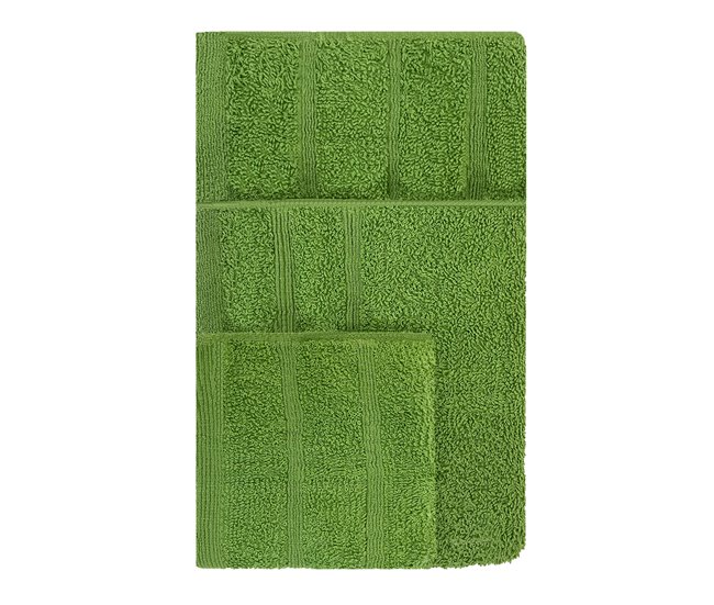 Conforama Acomoda Textil – Juego 3 Toallas De Baño 100 Algodón. Pack 3 Toalla Rizo Con Cenefa 450 Gr/m2 Toallas De Ducha Lavado Y Bidet Suave Y Absorbente Para Aseo Y Gimnasio. (Verde)