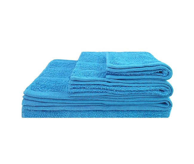 Conforama Acomoda Textil – Juego 3 Toallas De Baño 100 Algodón. Pack 3 Toalla Rizo Con Cenefa 450 Gr/m2 Toallas De Ducha Lavado Y Bidet Suave Y Absorbente Para Aseo Y Gimnasio. (Azul)