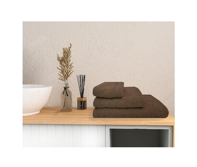 Conforama Acomoda Textil – Juego 3 Toallas De Baño 100 Algodón. Pack 3 Toalla Rizo Con Cenefa 450 Gr/m2 Toallas De Ducha Lavado Y Bidet Suave Y Absorbente Pasa Aseo Y Gimnasio. (Marrón)