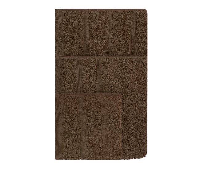 Conforama Acomoda Textil – Juego 3 Toallas De Baño 100 Algodón. Pack 3 Toalla Rizo Con Cenefa 450 Gr/m2 Toallas De Ducha Lavado Y Bidet Suave Y Absorbente Pasa Aseo Y Gimnasio. (Marrón)