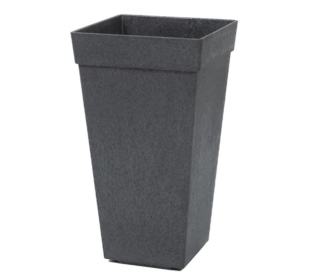 Conforama Acomoda Textil – Maceta de Caucho Reciclado para Flores y Plantas. Macetero Irrompible con Depósito de Agua y Resistente a la Congelación y Rayos UV. (Acero 27x27x50 cm)