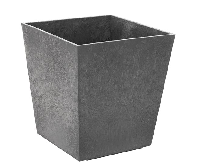 Conforama Acomoda Textil – Maceta de Caucho Reciclado para Flores y Plantas. Macetero Irrompible con Depósito de Agua y Resistente a la Congelación y Rayos UV. (Acero 30x30x33 cm)