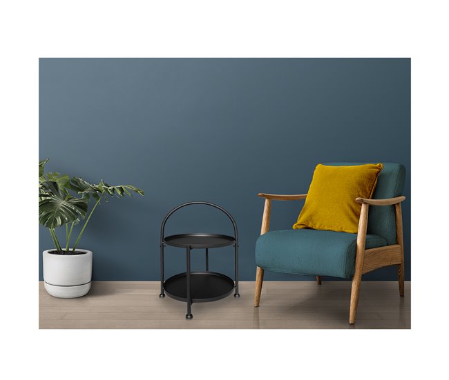 Conforama Acomoda Textil – Mesa Auxiliar De 2 Alturas Para Recibidor Salón Y Oficina. Mesita De Metal Redonda 2 Niveles 45x34 Cm Para Interior Y Exterior Cómoda Ligera Y Decorativa