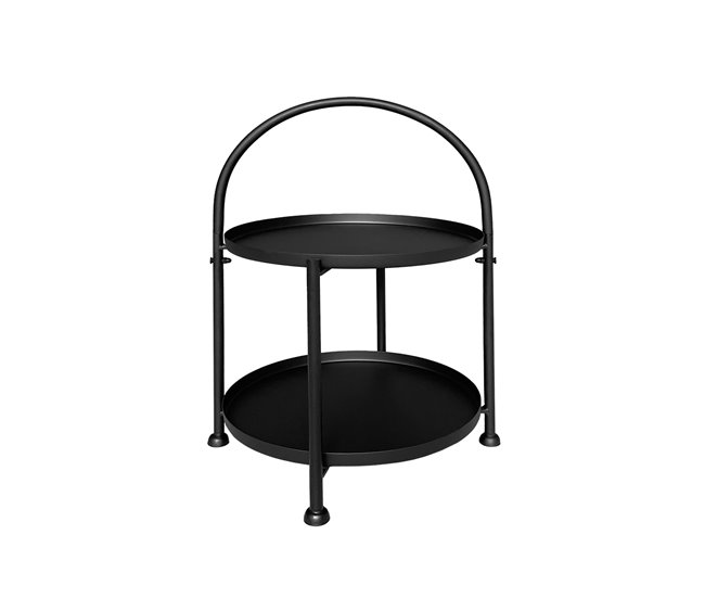 Conforama Acomoda Textil – Mesa Auxiliar de 2 Alturas para Recibidor Salón y Oficina. Mesita de Metal Redonda 2 Niveles 45x34 cm para Interior y Exterior Cómoda Ligera y Decorativa