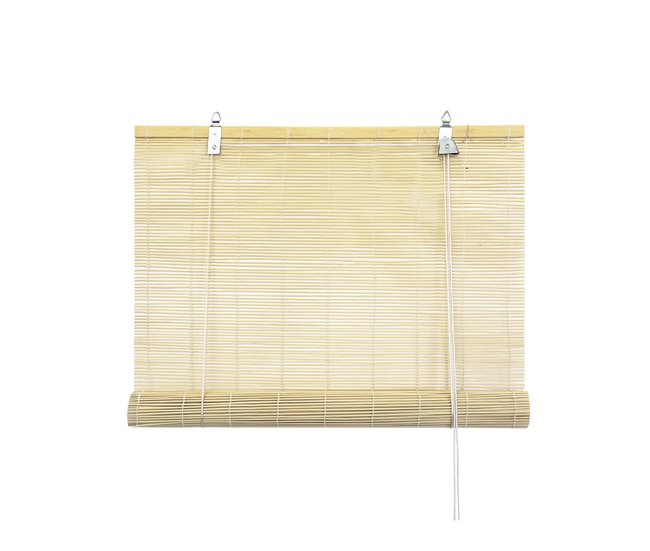 Conforama Acomoda Textil – Persiana Enrollable de Bambú Natural para Puertas y Ventanas Decorativo. Estor Ajustable de Ocultación para Interior y Exterior Protector de Fácil Instalación. (60X140 cm)