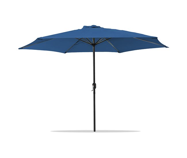 Conforama Acomoda Textil – Sombrilla de Jardín con Forro Anti UV. Parasol de Aluminio con Manivela Toldo Octogonal Ø 3 M para Terrazas y Patios 244 x 300cm. (Azul)