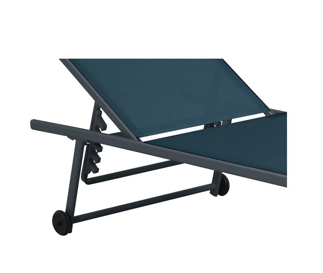 Conforama Acomoda Textil – Tumbona De Jardín Plegable Y Reclinable En 5 Posiciones Con Ruedas. Hamaca Con Cojín Cómoda Y Resistente Para Terraza Camping Y Patio 185x55x32/97 Cm. (Azul Petróleo 2 Uds)