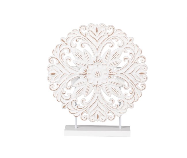 Conforama Adorno Mesa Madera Calada Blanca 30x7x35 Cm