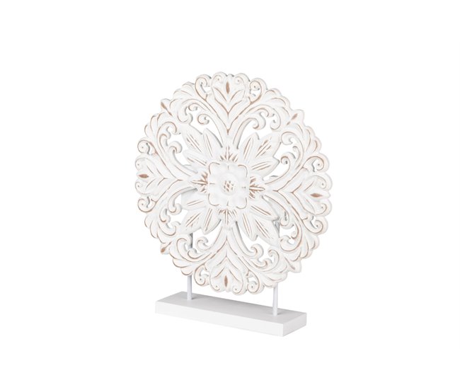 Conforama Adorno Mesa Madera Calada Blanca 30x7x35 Cm