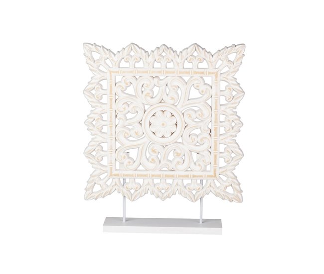 Conforama Adorno Mesa Madera Calada Blanca 40x8x48 Cm