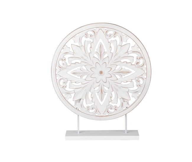 Conforama Adorno Mesa Madera Calada Blanca 40x8x48 Cm