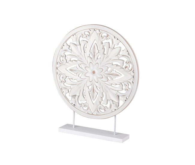 Conforama Adorno Mesa Madera Calada Blanca 40x8x48 Cm