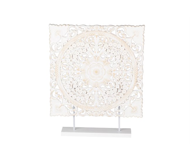 Conforama Adorno Mesa Madera Calada Blanca 40x8x48 Cm