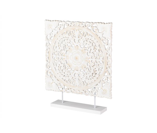 Conforama Adorno Mesa Madera Calada Blanca 40x8x48 Cm