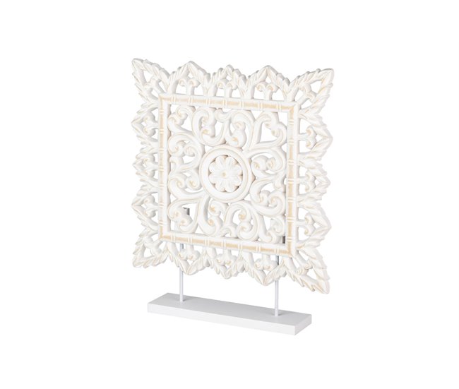 Conforama Adorno Mesa Madera Calada Blanca 40x8x48 Cm