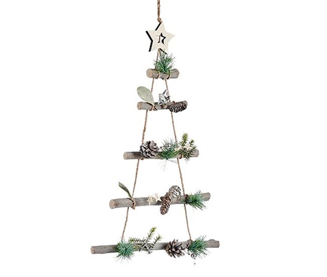 Conforama Adorno Navideño Árbol De Navidad Marrón Plateado Madera Plástico 34 X 5 X 65 Cm (6 Unidades)
