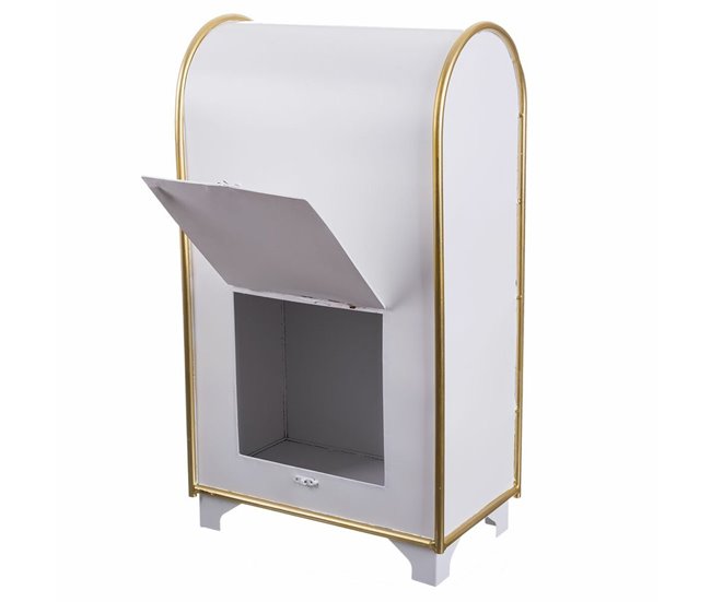 Conforama Adorno Navideño Blanco Dorado Metal Buzón 34 5 X 21 5 X 61 5 Cm