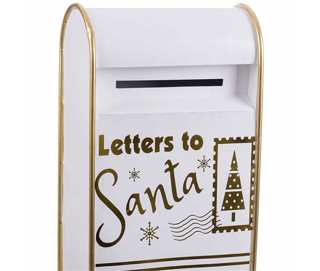 Conforama Adorno Navideño Blanco Dorado Metal Buzón 34 5 X 21 5 X 61 5 Cm