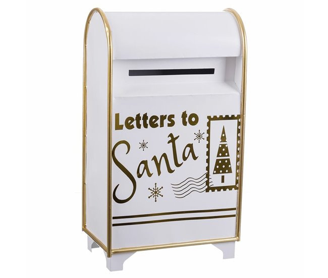 Conforama Adorno Navideño Blanco Dorado Metal Buzón 34 5 x 21 5 x 61 5 cm