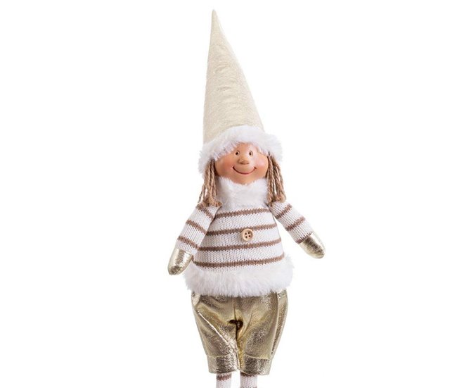 Conforama Adorno Navideño Blanco Dorado Metal Poliresina Tejido Niño 12 X 8 5 X 40 Cm