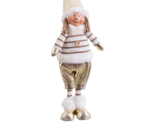 Conforama Adorno Navideño Blanco Dorado Metal Poliresina Tejido Niño 12 X 8 5 X 40 Cm