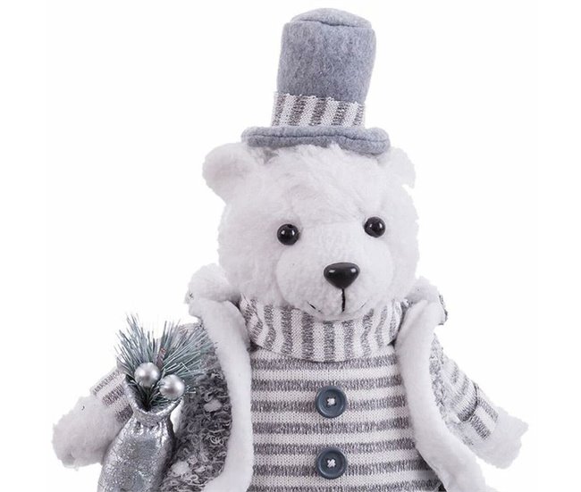 Conforama Adorno Navideño Blanco Gris Arena Tejido Oso Polar 10 X 13 X 28 Cm