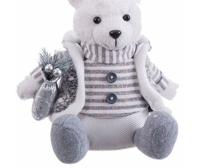 Conforama Adorno Navideño Blanco Gris Arena Tejido Oso Polar 10 X 13 X 28 Cm