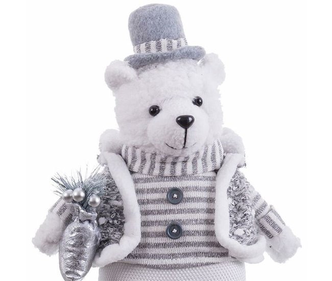 Conforama Adorno Navideño Blanco Gris Metal Tejido Oso Polar 20 X 10 X 33 Cm