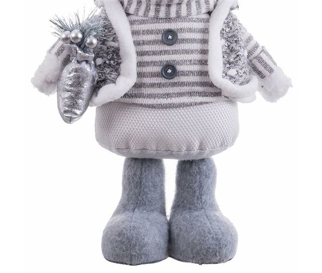 Conforama Adorno Navideño Blanco Gris Metal Tejido Oso Polar 20 X 10 X 33 Cm