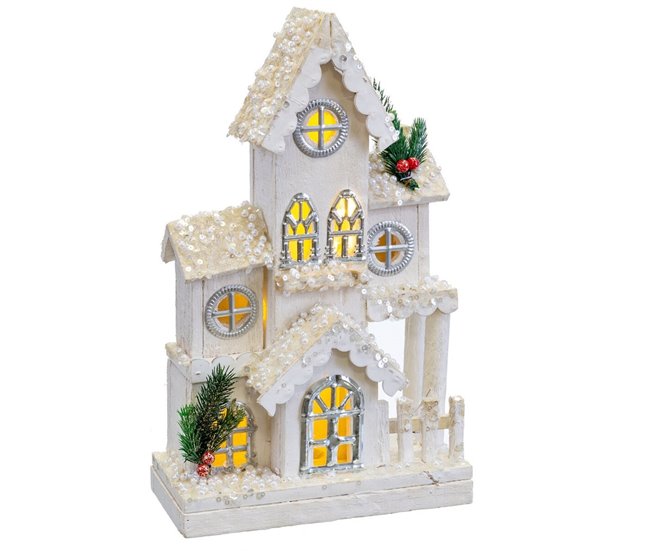 Conforama Adorno Navideño Blanco Madera Casa 24 x 11 x 39 cm
