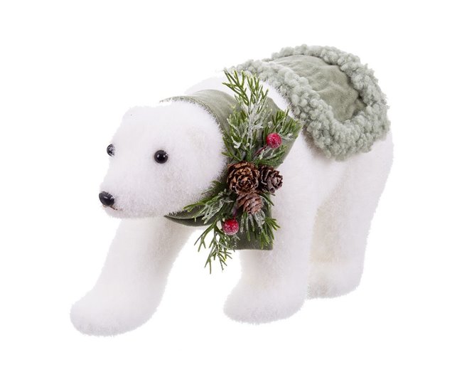 Conforama Adorno Navideño Blanco Multicolor Plástico Polyfoam Tejido Oso 13 x 32 x 15 cm