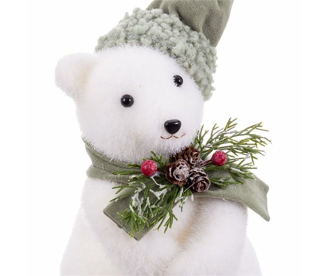 Conforama Adorno Navideño Blanco Multicolor Plástico Polyfoam Tejido Oso 13 X 15 X 30 Cm