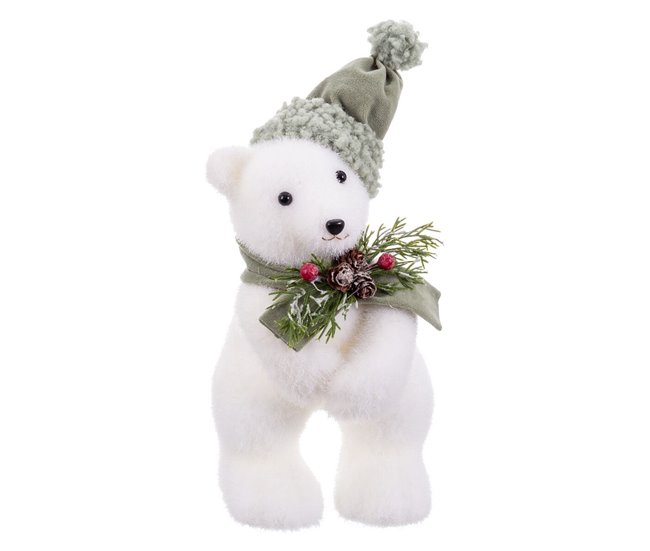 Conforama Adorno Navideño Blanco Multicolor Plástico Polyfoam Tejido Oso 13 x 15 x 30 cm