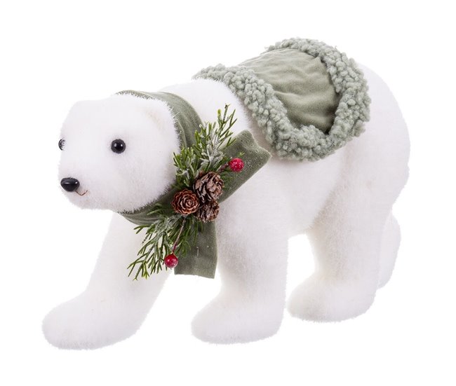 Conforama Adorno Navideño Blanco Multicolor Plástico Polyfoam Tejido Oso 16 x 35 x 21 cm