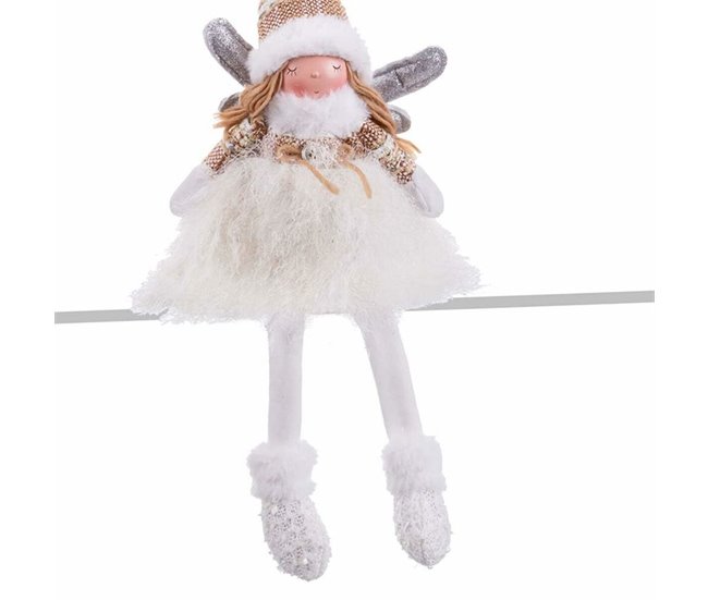 Conforama Adorno Navideño Blanco Multicolor Poliresina Arena Tejido Ángel 17 X 14 X 49 Cm