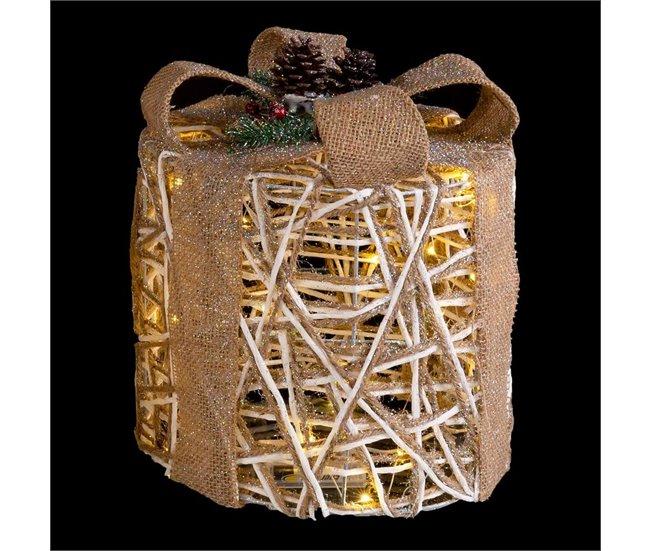 Conforama Adorno Navideño Blanco Natural Metal Plástico Fibra Caja De Regalo 25 X 25 X 35 Cm (3 Unidades)