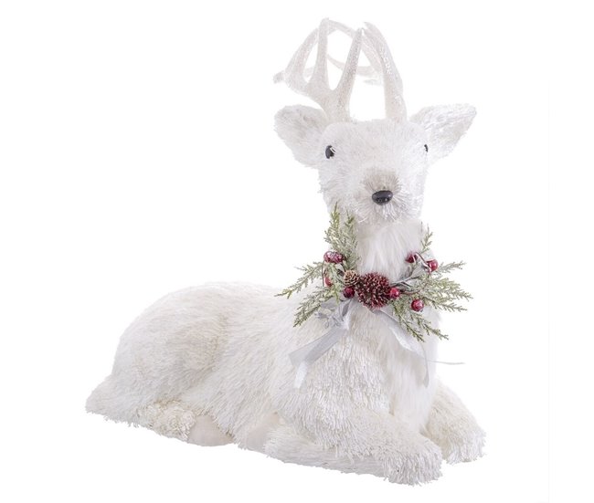 Conforama Adorno Navideño Blanco Polyfoam Ciervo 60 X 37 X 63 Cm