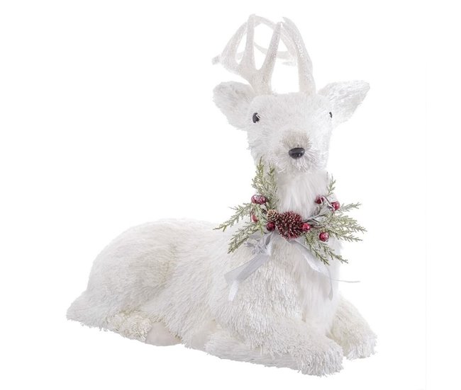 Conforama Adorno Navideño Blanco Polyfoam Ciervo 60 x 37 x 63 cm