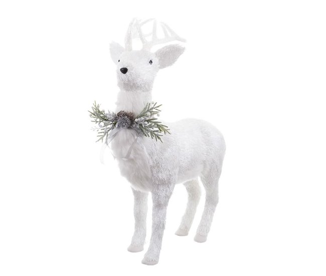 Conforama Adorno Navideño Blanco Polyfoam Ciervo 73 x 33 x 108 cm