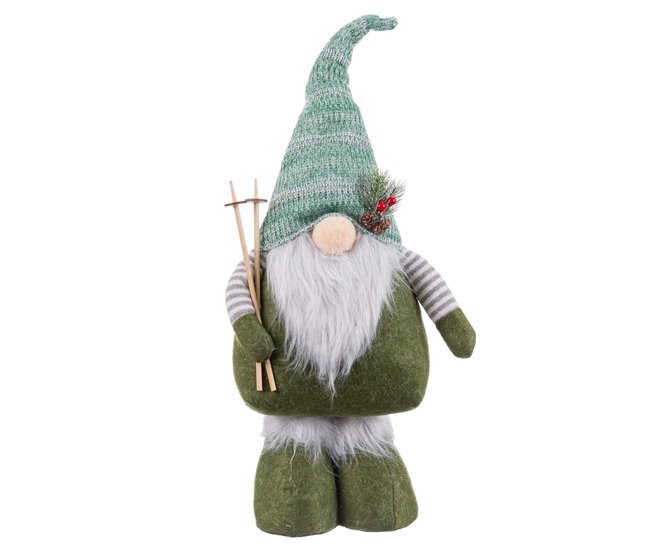 Conforama Adorno Navideño Blanco Verde Metal Tejido 24 x 12 x 60 cm