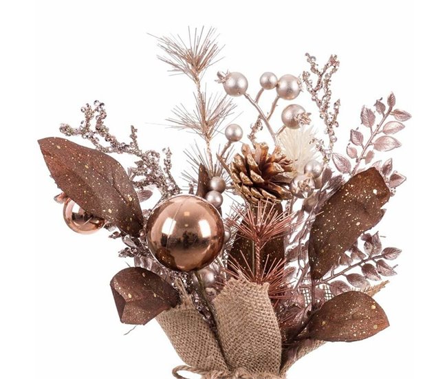 Conforama Adorno Navideño Cobre Plástico Piñas Maceta 15 X 15 X 30 Cm