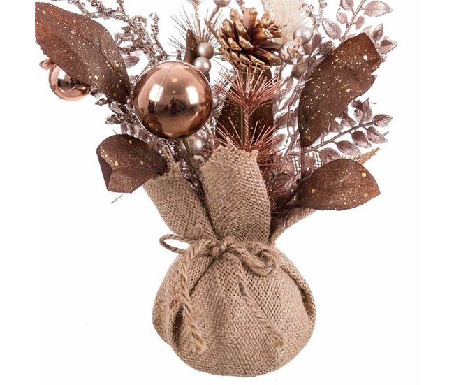 Conforama Adorno Navideño Cobre Plástico Piñas Maceta 15 X 15 X 30 Cm