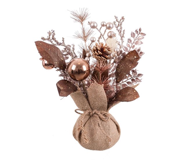 Conforama Adorno Navideño Cobre Plástico Piñas Maceta 15 x 15 x 30 cm