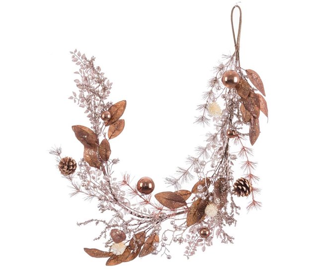 Conforama Adorno Navideño Cobre Ratán Plástico Piñas 120 cm