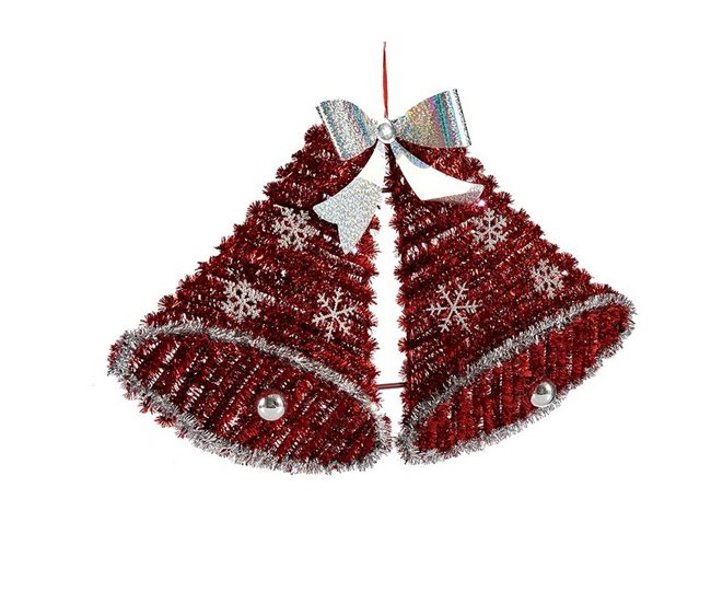 Conforama Adorno Navideño Colgante Campanas Espumillón Luz LED Blanco Rojo 52 X 31 5 X 7 5 Cm (12 Unidades)