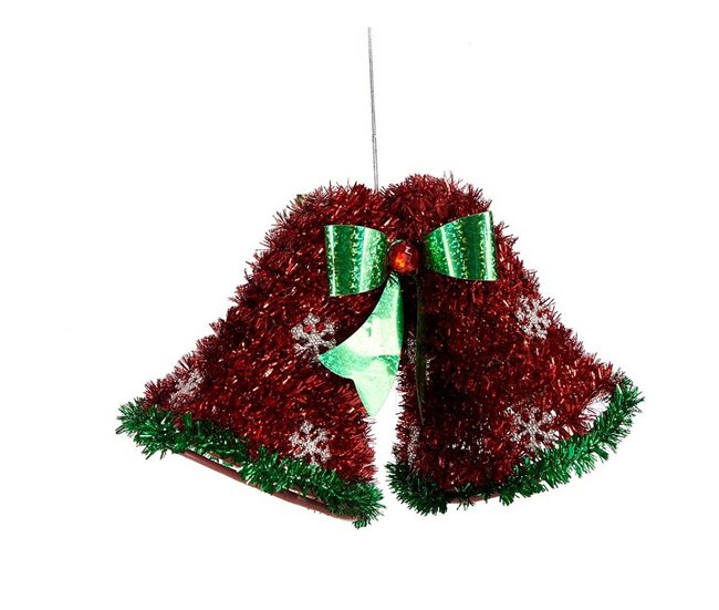 Conforama Adorno Navideño Colgante Campanas Espumillón Rojo Verde 21 X 14 X 10 Cm (12 Unidades)